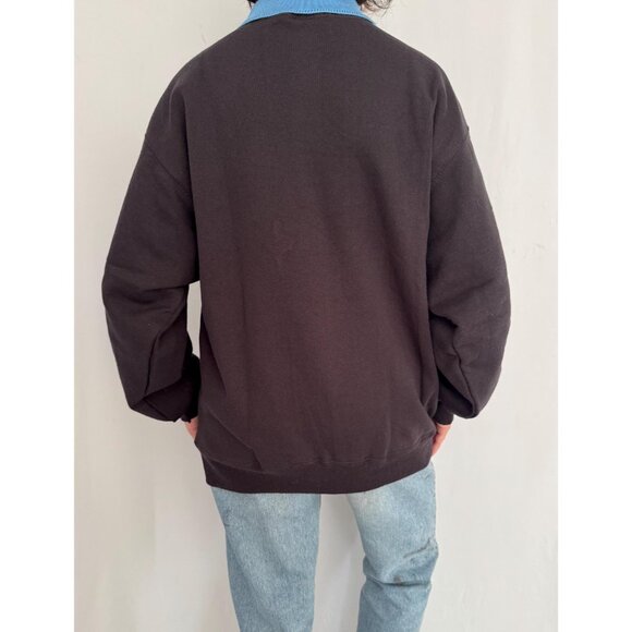 90s vintage snowy winter bird nature graphic collared cotton pullover sweatshirt - Picture 5 of 8